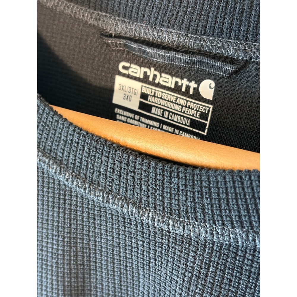 Carhartt Force Mens 3XL Black Waffle Knit Thermal Long Sleeve Base Layer Shirt
